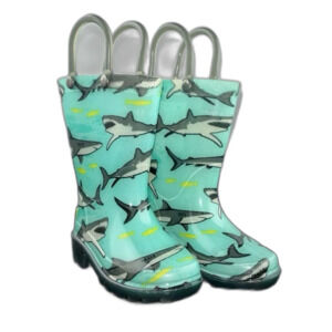 Western Chief Boy's Toddler Rain Boots With Lights Tropic Shark Green Size 5